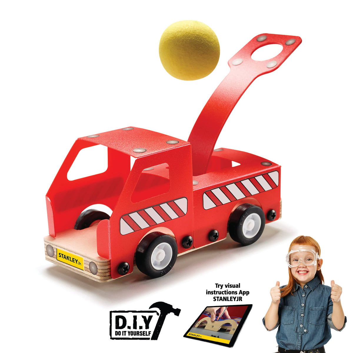 DIY Stanley® Jr. Wooden Catapult Truck Kit - 35 Pieces